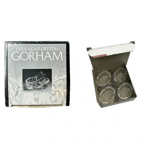 Set of 4 GORHAM King Edward Collection Full Lead Crystal Napkin Rings C478 Clear - Picture 1 of 7